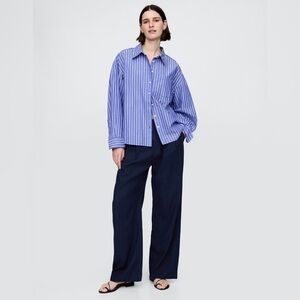 NWT! GAP Navy Blue 365 High Rise Linen-Blend Trousers - Multiple Sizes🔹